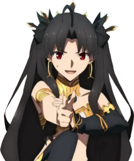😅 Ishtar Anime, Personaje, Chica, Ojos rojos, Pelo negro, Ishtar telegram sticker