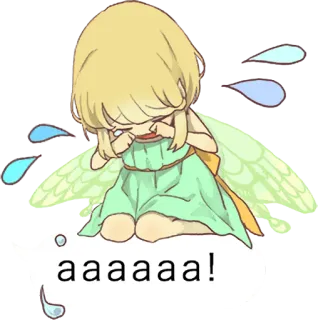 😭 aaaaaa! 泣く, 悲しい, 妖精, アニメ, 涙, 感情的, 可愛い telegram sticker