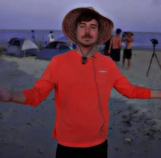 🌟 MrBeast mrbeast, youtube, influencer, beach, hat telegram sticker