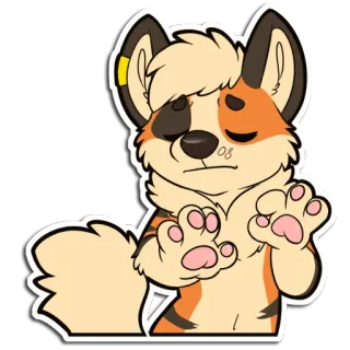 👌 furry, anthropomorphic, dog, canine, cartoon, paw, cute, waving, stop, animal telegram sticker