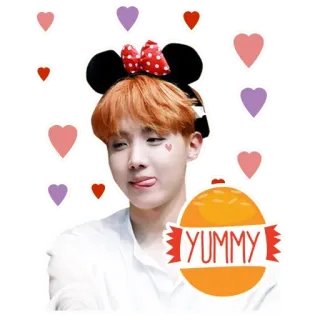 😋 YUMMY k-pop, j-hope, сердечки, милый, бургер, еда whatsapp sticker