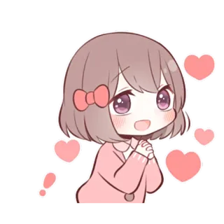 🥰 anime girl, kawaii, hearts, cartoon, cute, sticker telegram sticker