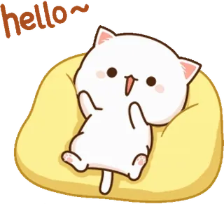 👋 hello~~ gato, lindo, kawaii, animal, relajación, hola telegram sticker
