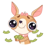 🤑 Hund, Cartoon, süß, Tier, Chihuahua, Geld, Bargeld, Aufkleber whatsapp sticker