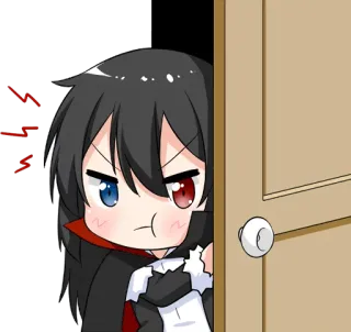 😠 Anime, Chibi, Enojado, Puerta, Dibujos animados, Irritado telegram sticker