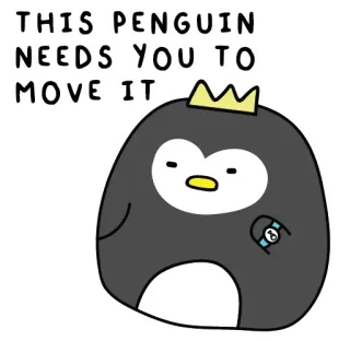 🏃 THIS PENGUIN NEEDS YOU TO MOVE IT penguin, move, animation, cute, funny telegram sticker