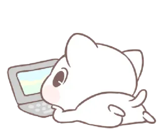 👩‍💻 gato, computador, laptop, fofo, kawaii, desenho animado whatsapp sticker