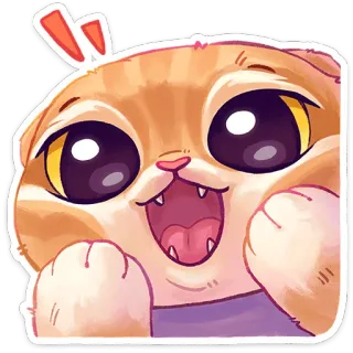 😮 猫, 可愛い, ステッカー, ハッピー, 動物, 愛らしい, 漫画 telegram sticker