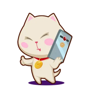 🤳 cat, animal, cute, cartoon, phone, pet, mascot telegram sticker