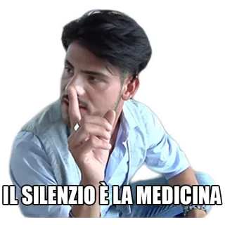 🤐 IL SILENZIO È LA MEDICINA тишина, медицина, тише, мужчина, итальянец whatsapp sticker