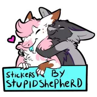 😱 Stickers By STUPIDSHEPHERD furry, anthropomorphic, stickers, digital art, cartoon, animal, cute, hug telegram sticker