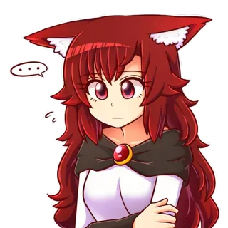 😕 anime, cat girl, red hair, cute, sticker telegram sticker