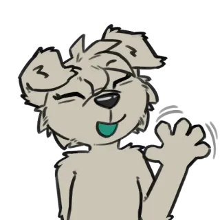👋 furry, dog, puppy, waving, hello, anthropomorphic, cute, cartoon whatsapp sticker