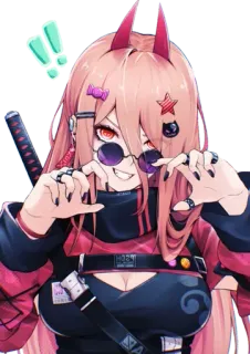 😈 Power Chainsaw Man anime, manga, devil, horns, glasses, sword, chainsaw man, power telegram sticker