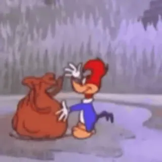 🎂 Woody Woodpecker Kreskówka, Dzięcioł, Śmieszne, Klasyczny, Ptak, Humor, Postać whatsapp sticker