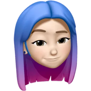 😏 Аватар, Эмодзи, Лицо, Женщина, Синие волосы, Портрет telegram sticker