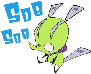 😢 SOB cartoon, crying, sad, animated, alien telegram sticker