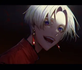 🌟 anime, sorridente, ritratto, capelli corti, occhi viola telegram sticker