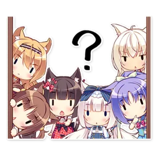 👀 anime, cats, kawaii, question, neko, chibi, cute whatsapp sticker