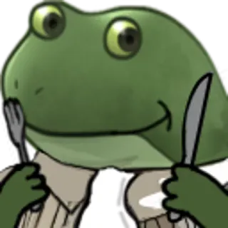 🍴 rana, cena, cuchillo, tenedor, antropomorfo whatsapp sticker