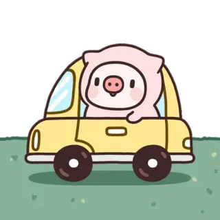 🚙 豚, 車, 可愛い, 動物, かわいい, 漫画 telegram sticker