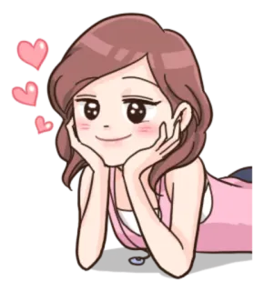 😍 Frau, Liebe, Mädchen, Rosa, Herzen, Cartoon telegram sticker