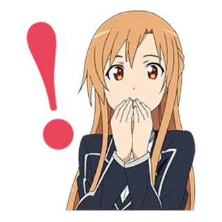 ❕ Asuna Yuuki Sword Art Online anime, shocked, exclamation, sword art online, asuna telegram sticker