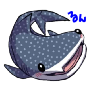 ☺ tiburón ballena, lindo, dibujo animado, animal telegram sticker