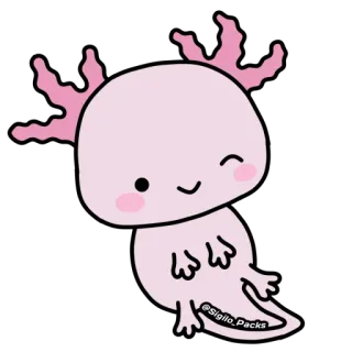 😉 ajolote, lindo, kawaii, rosa, sonriendo, animal whatsapp sticker