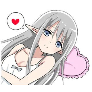 😴 アニメガール, 漫画, エルフ, 可愛い, 愛, カワイイ, マンガ, ハート telegram sticker