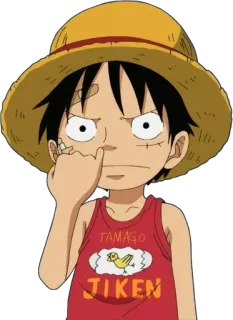 😶 Monkey D. Luffy One Piece TAMAGO
JIKEN Anime, One Piece, Monkey D. Luffy, Sticker, Dibujo animado telegram sticker