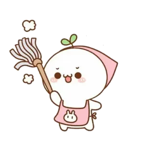 💘 cartoon, cleaning, housekeeping, mopping, cute, kawaii telegram sticker