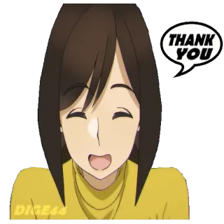 😀 THANK YOU anime, cartoon, woman, thank you, gratitude, expression, cheerful telegram sticker