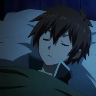 ⚔️ Kazuma Satou KonoSuba 动漫, 睡眠, 睡觉, 角色, 和真, 床 telegram sticker