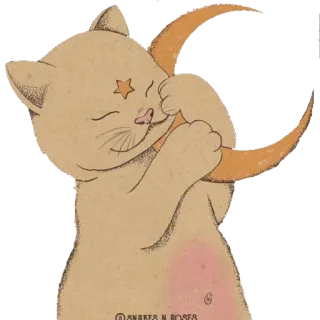 ✨ SNAKES N ROSES cat, moon, sleepy, star, cute, illustration telegram sticker