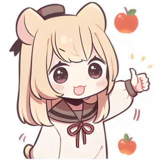 👍 곰, 애니메이션 여자, 귀여운, 치비, 카와이, 디지털 아트, 좋아요 telegram sticker