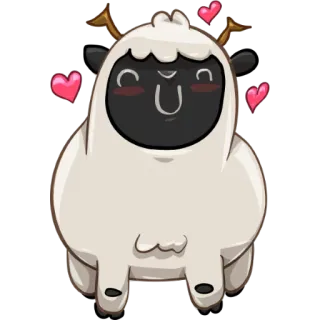 ❤ 양, 귀여운, 동물, 만화, 하트, 뿔 telegram sticker