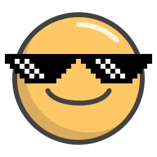 😎 Emoji, Lunettes de soleil, Pixel art, Visage souriant, Cool telegram sticker