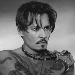➰ Johnny Depp acteur, portrait, célébrité, noir et blanc telegram sticker