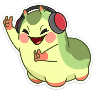 🤘 Kreskówka, Naklejka, Słodki, Potwór, Słuchawki, Muzyka, Znak pokoju, Szczęśliwy telegram sticker