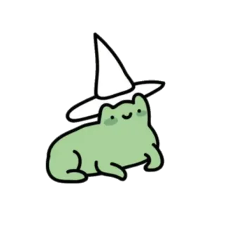 🧙‍♀️ ếch, phù thủy, phép thuật, động vật, hoạt hình, dễ thương, mũ telegram sticker