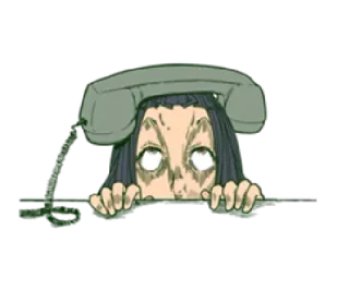 ☎ téléphone, anime, femme, effrayant, horreur whatsapp sticker