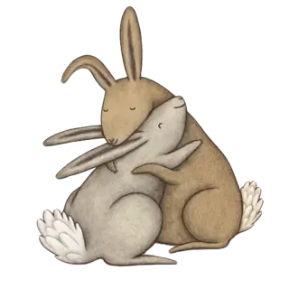 🐰 กระต่าย, กอด, สัตว์, น่ารัก, มิตรภาพ telegram sticker