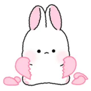 🐇 lapin, lapinou, coeur brisé, mignon, rose, dessin animé, animal telegram sticker