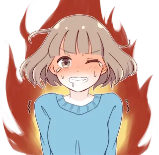 🔥 อนิเมะ ผู้หญิง, อาย, การ์ตูน, เหงื่อ, ร้อน, เขิน telegram sticker