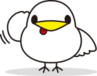 😅 pássaro, fofo, desenho animado, animal, branco, amarelo telegram sticker