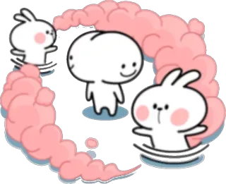 🏃 cute, bunny, rabbit, cloud, sticker, cartoon telegram sticker