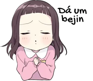 😗 Dá um beijin Anime, Cartoon, Süß, Mädchen, Kuss, Wunsch, Betteln whatsapp sticker