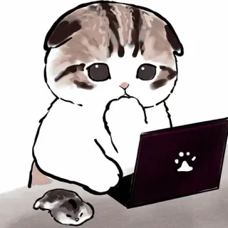 🥞 cat, laptop, hamster, cute, animal, pet, cartoon telegram sticker