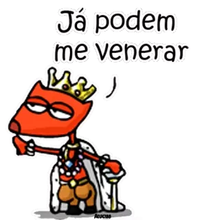😌 Já podem me venerar renard, roi, couronne, dessin animé, royal, animal, anthropomorphe telegram sticker